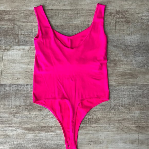 Free People/Intimately FP Neon Pink Clean Lines Bodysuit- Size M/L - Picture 2 of 4